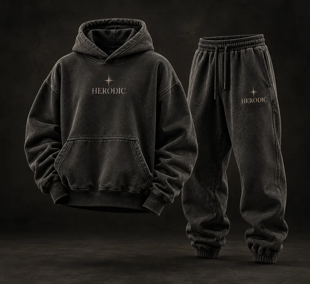 HERODIC hoodie and joggers set in washed black
