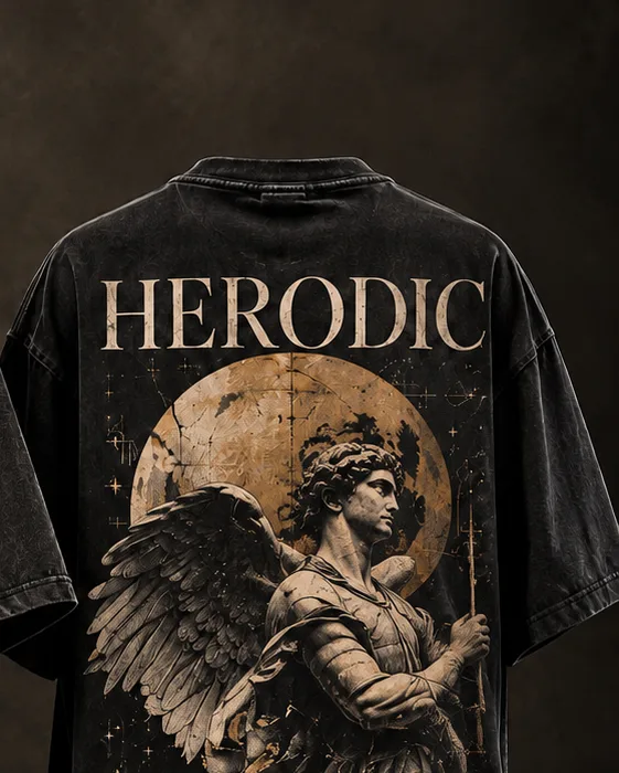 Detail of the HERODIC moon and angel back print